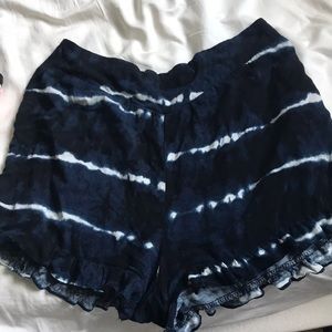 Dark blue and white tie dye shorts